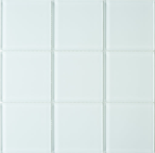 Modwalls Lush Glass Subway Tile | 4x4 Cloud | White | Colorful Modern glass tile for bathrooms, showers, kitchen, backsplashes, pools & outdoors.