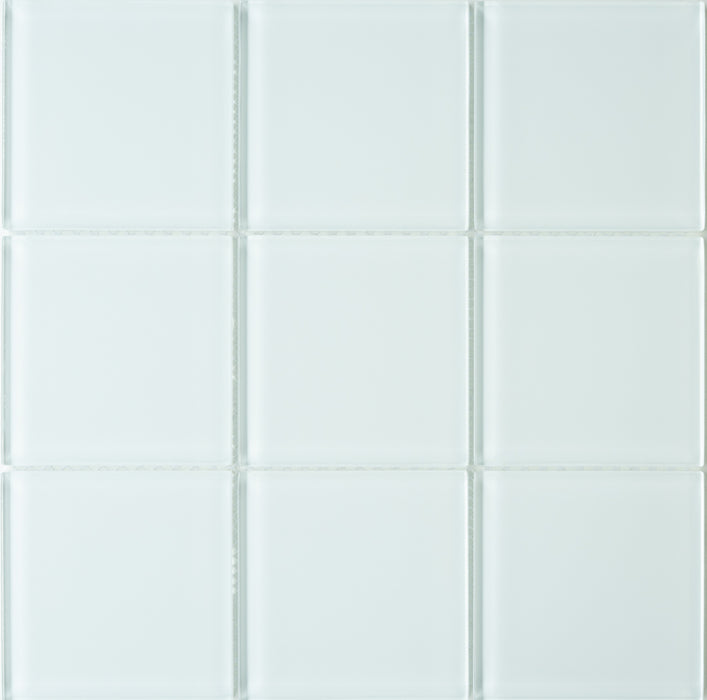 Modwalls Lush Glass Subway Tile | 4x4 Cloud | White | Colorful Modern glass tile for bathrooms, showers, kitchen, backsplashes, pools & outdoors.