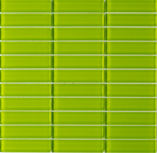 Modwalls Lush Glass Subway Tile | 1x4 Lemongrass | Green | Colorful Modern glass tile for bathrooms, showers, kitchen, backsplashes, pools & outdoors.