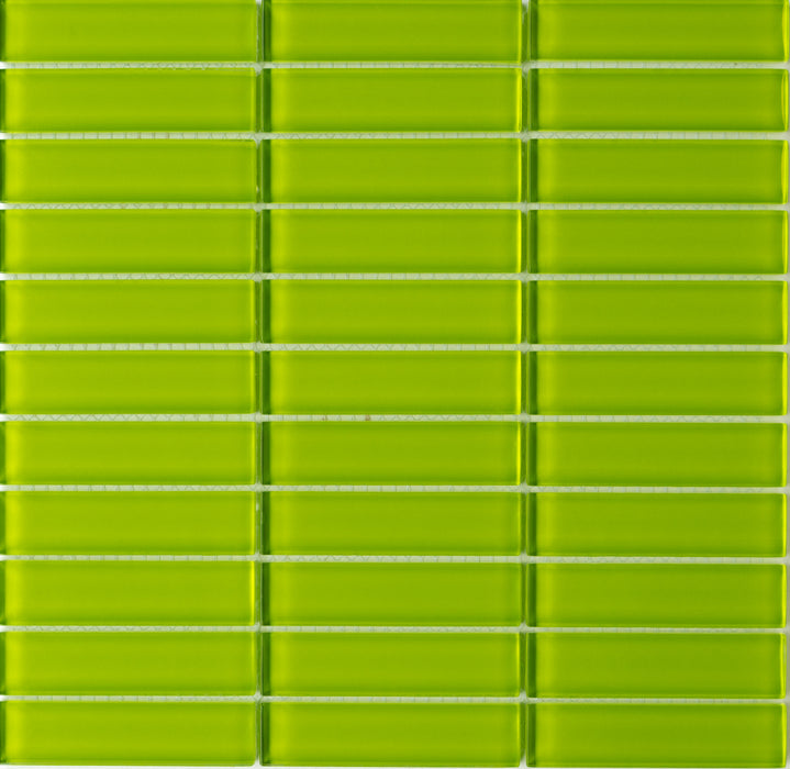 Modwalls Lush Glass Subway Tile | 1x4 Lemongrass | Green | Colorful Modern glass tile for bathrooms, showers, kitchen, backsplashes, pools & outdoors.