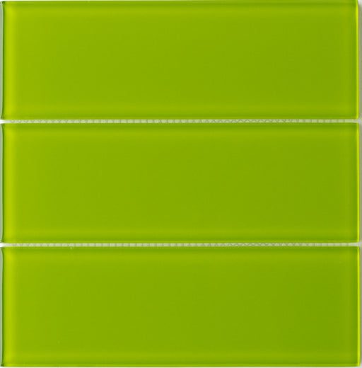 Modwalls Lush Glass Subway Tile | 3x9 Lemongrass | Green | Colorful Modern glass tile for bathrooms, showers, kitchen, backsplashes, pools & outdoors.
