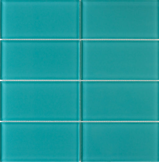 Modwalls Lush Glass Subway Tile | 3x6 peacock | blue | Colorful Modern glass tile for bathrooms, showers, kitchen, backsplashes, pools & outdoors.