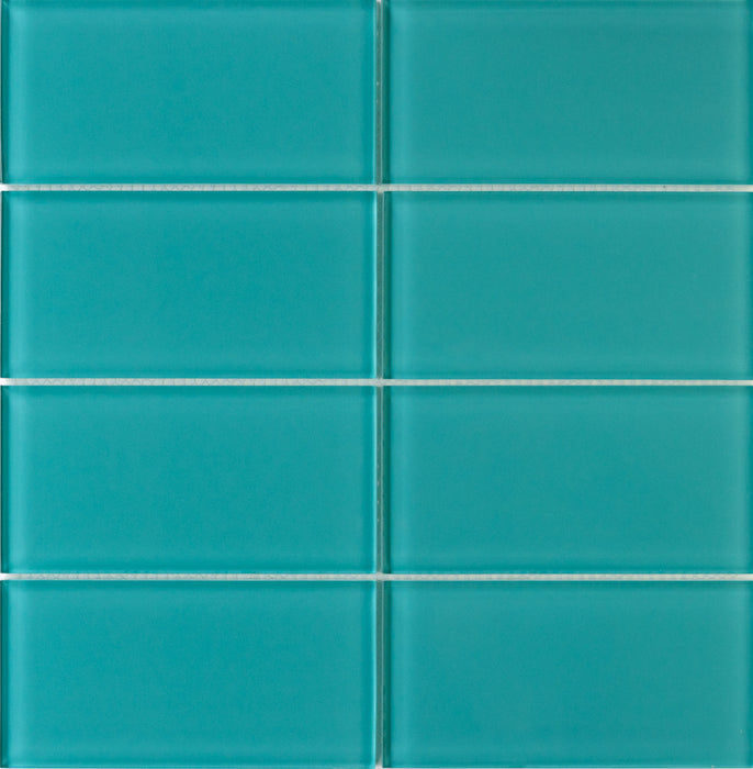 Modwalls Lush Glass Subway Tile | 3x6 peacock | blue | Colorful Modern glass tile for bathrooms, showers, kitchen, backsplashes, pools & outdoors.