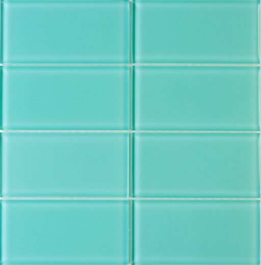 Modwalls Lush Glass Subway Tile | 3x6 Pool | Blue | Colorful Modern glass tile for bathrooms, showers, kitchen, backsplashes, pools & outdoors.