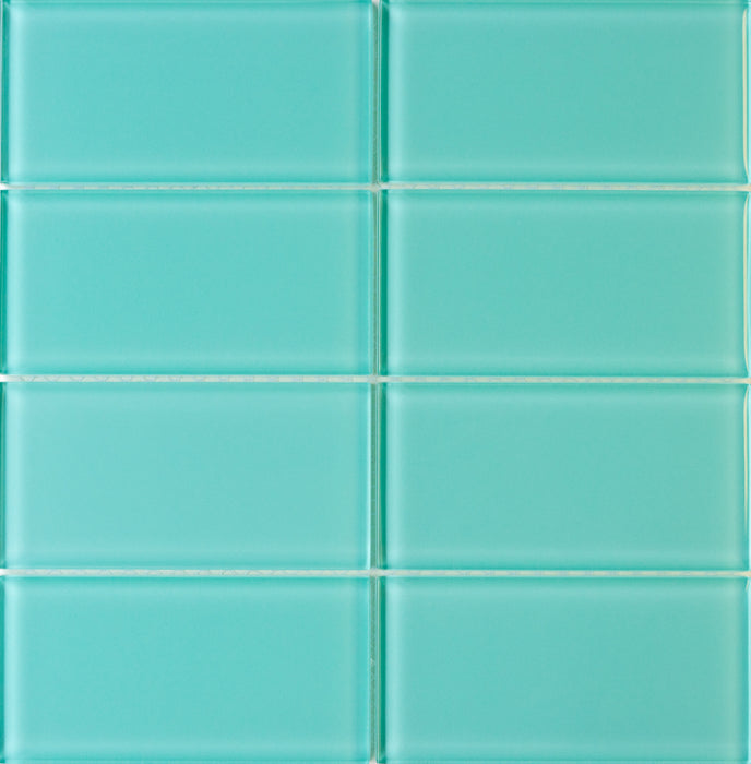 Modwalls Lush Glass Subway Tile | 3x6 Pool | Blue | Colorful Modern glass tile for bathrooms, showers, kitchen, backsplashes, pools & outdoors.