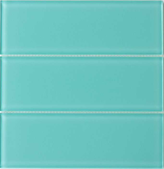 Modwalls Lush Glass Subway Tile | 3x9 Pool | Blue | Colorful Modern glass tile for bathrooms, showers, kitchen, backsplashes, pools & outdoors.