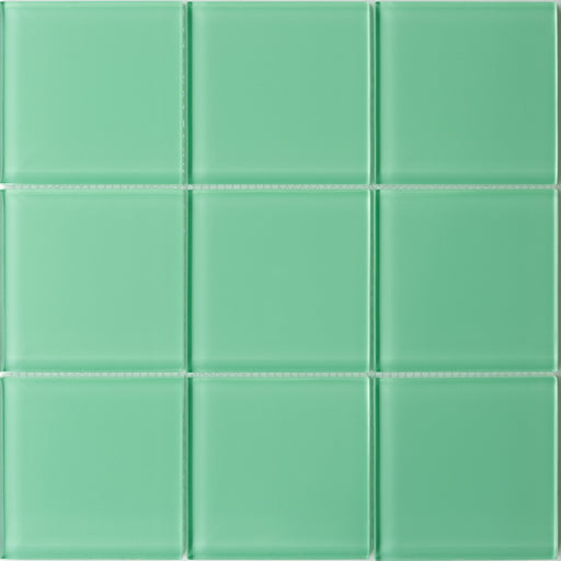 Modwalls Lush Glass Subway Tile | 4x4 in Rainforest | Green | Colorful Modern glass tile for bathrooms, showers, kitchen, backsplashes, pools & outdoors.