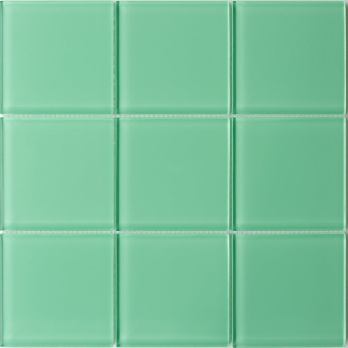 Modwalls Lush Glass Subway Tile | 4x4 in Rainforest | Green | Colorful Modern glass tile for bathrooms, showers, kitchen, backsplashes, pools & outdoors.