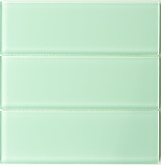 Modwalls Lush Glass Subway Tile | 3x9 Surf green  | Colorful Modern glass tile for bathrooms, showers, kitchen, backsplashes, pools & outdoors.