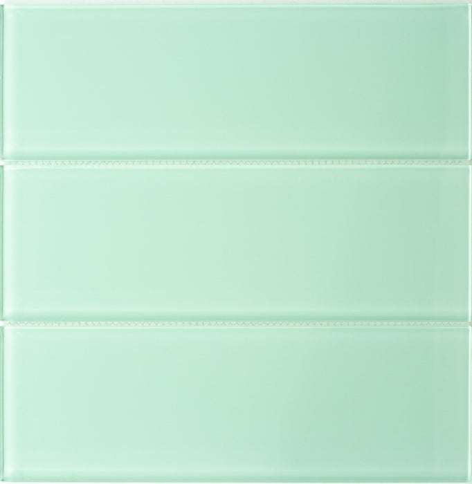 Modwalls Lush Glass Subway Tile | 4x12 Surf green | Colorful Modern glass tile for bathrooms, showers, kitchen, backsplashes, pools & outdoors.