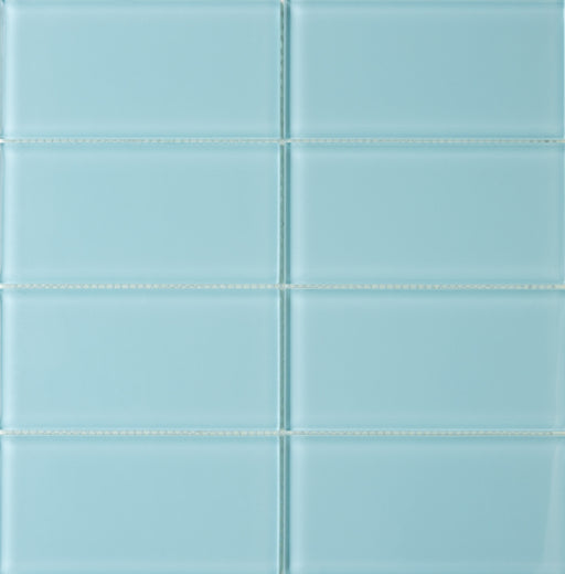 Modwalls Lush Glass Subway Tile | 3x6 Vapor Blue | Colorful Modern glass tile for bathrooms, showers, kitchen, backsplashes, pools & outdoors.
