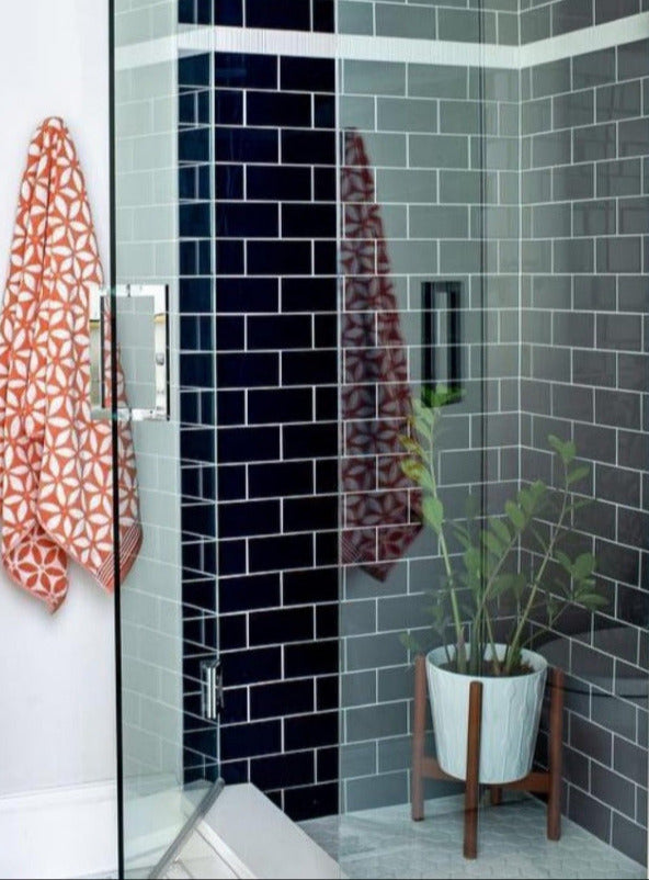 Modwalls Lush Glass Subway Tile | Midnight 3x6 | Colorful Modern glass tile for bathrooms, showers, kitchen, backsplashes, pools & outdoors.