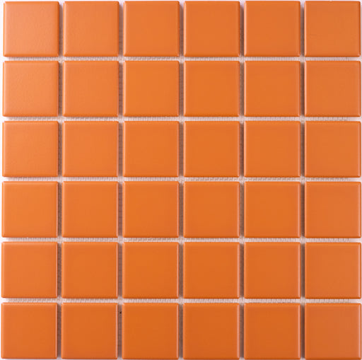 Modwalls ColorBlock 2 Porcelain Tile | Marmalade | Orange | Colorful Modern & Midcentury tile for bathrooms, kitchens, backsplashes, showers, floors, pools & outdoors.