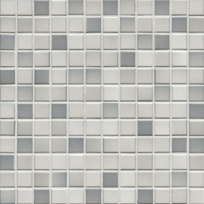 Modwalls Mediterranean Mosaic Porcelain Tile | Marrakesh Blend Gloss | Gray |  Colorful Modern & Midcentury tile for bathrooms, kitchens, backsplashes, showers, floors, pools & outdoors.