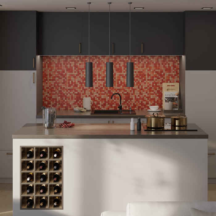 Modwalls Mediterranean Porcelain Mosaic Tile | Genoa Blend Gloss |  Red | Colorful Modern & Midcentury tile for bathrooms, kitchens, backsplashes, showers, floors, pools & outdoors.