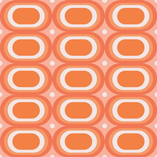 Modwalls ModPaper | ModOval Orange| Multicolor wallpaper with orange and pink oval designs |  Colorful Midcentury and Retro wallpapers for bathrooms, kitchens, living rooms, dining rooms, baby rooms, kid’s rooms, and offices.