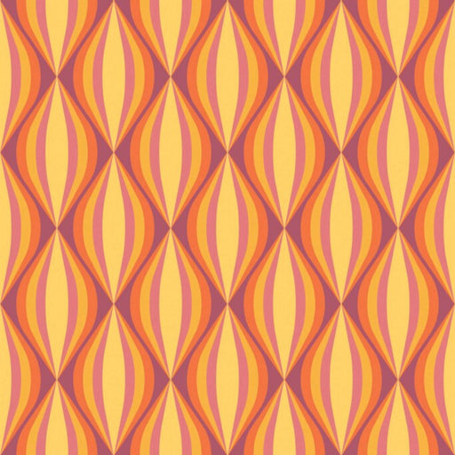 Modwalls ModPaper | ModTwist | Orange and purple oval repeating wallpaper design | Colorful Midcentury and Retro wallpapers for bathrooms, kitchens, living rooms, dining rooms, baby rooms, kid’s rooms, and offices.