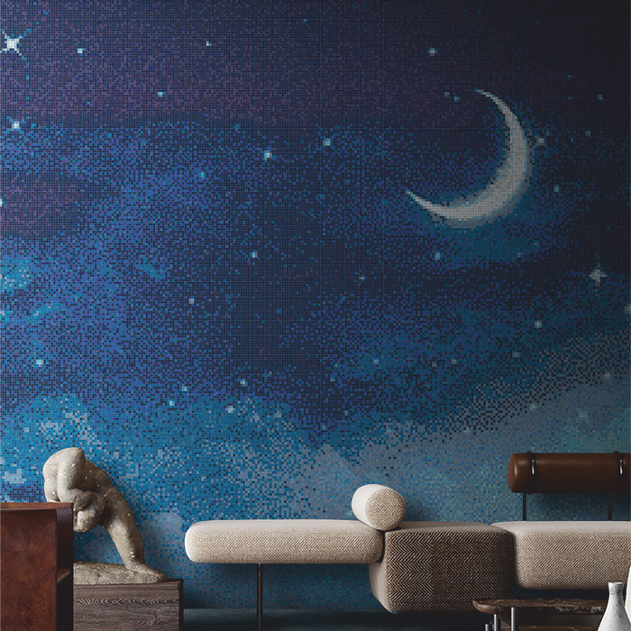 This depicts a custom glass tile mural.
