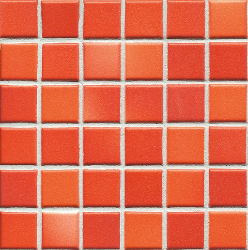 Sample of Modwalls Mediterranean Mosaic Porcelain Tile | Morocco Blend Matte | Red | Colorful Modern & Midcentury tile for bathrooms, kitchens, backsplashes, showers, floors, pools & outdoors.
