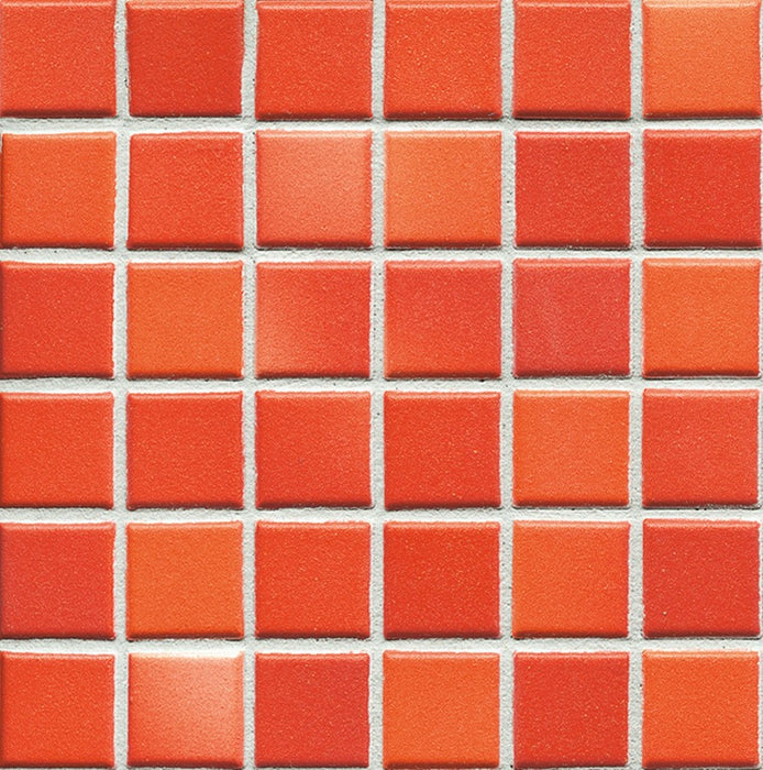 Sample of Modwalls Mediterranean Mosaic Porcelain Tile | Morocco Blend Matte | Red | Colorful Modern & Midcentury tile for bathrooms, kitchens, backsplashes, showers, floors, pools & outdoors.