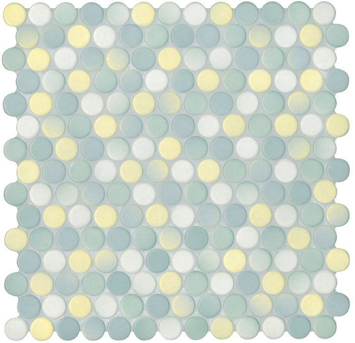 Modwalls PopDotz Porcelain Penny Round Tile | Necco | Colorful Modern & Midcentury tile for bathrooms, kitchens, backsplashes, showers, floors, pools & outdoors. 