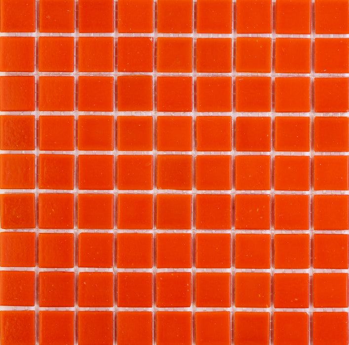 Sample of Modwalls Brio Glass Mosaic Tile | Orange | Colorful Modern & Midcentury glass tile for kitchens, bathrooms, backsplashes, showers, pools & outdoors.