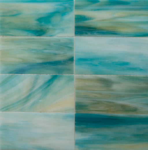 Modwalls Panorama Art Glass Subway Tile | Crystal Cove | Blue 3x6 | Colorful modern tile for backsplashes, kitchens, bathrooms, showers & feature areas.