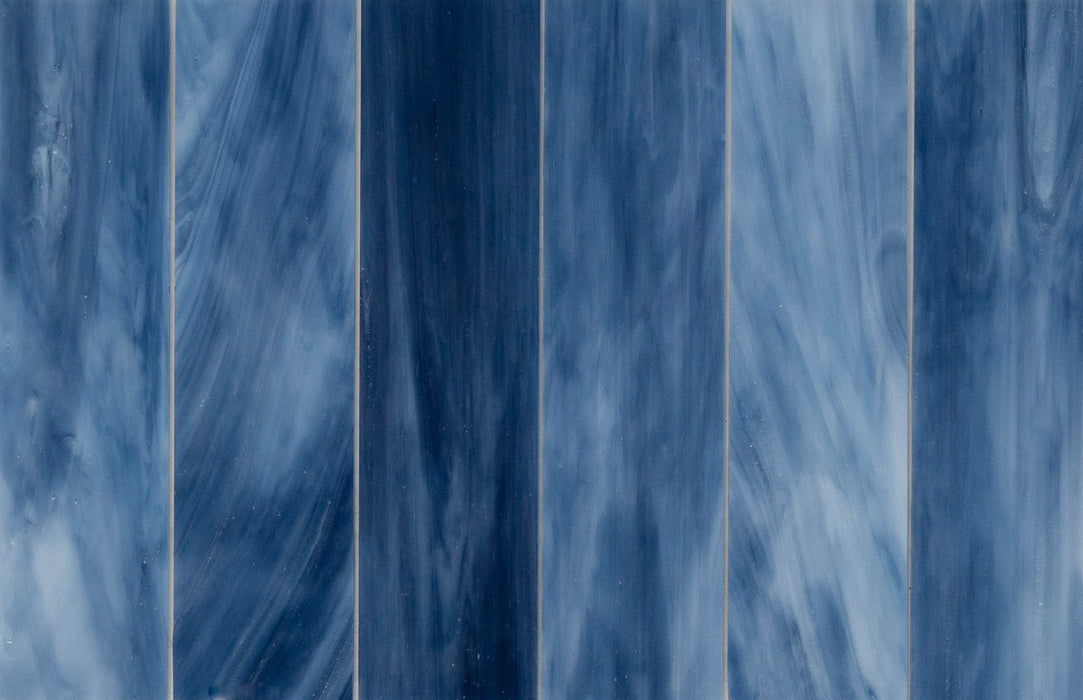 Modwalls Panorama Art Glass Subway Tile | Humboldt | Blue 2x8 | Colorful modern tile for backsplashes, kitchens, bathrooms, showers & feature areas.