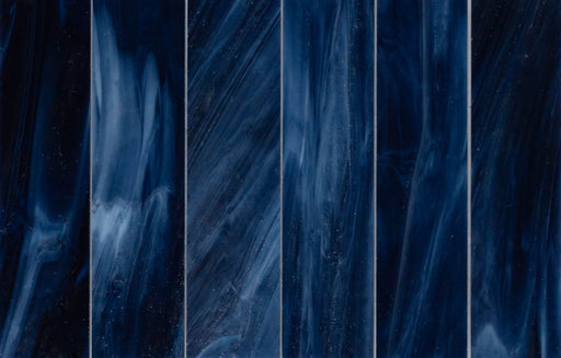 Modwalls Panorama Art Glass Subway Tile | Lassen | Blue 2x8  | Colorful modern tile for backsplashes, kitchens, bathrooms, showers & feature areas.