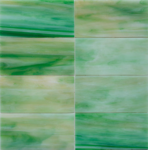 Modwalls Panorama Art Glass Subway Tile | Seacliff | Green 3x6 | Colorful modern tile for backsplashes, kitchens, bathrooms, showers & feature areas.