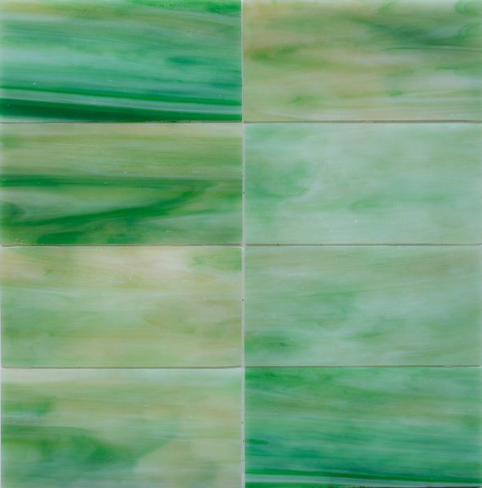 Modwalls Panorama Art Glass Subway Tile | Seacliff | Green 3x6 | Colorful modern tile for backsplashes, kitchens, bathrooms, showers & feature areas.