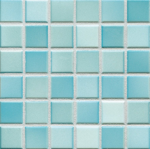 Sample of Modwalls Mediterranean Mosaic Porcelain Tile | Palermo Blend Gloss | Blue | Colorful Modern & Midcentury tile for bathrooms, kitchens, backsplashes, showers, floors, pools & outdoors.