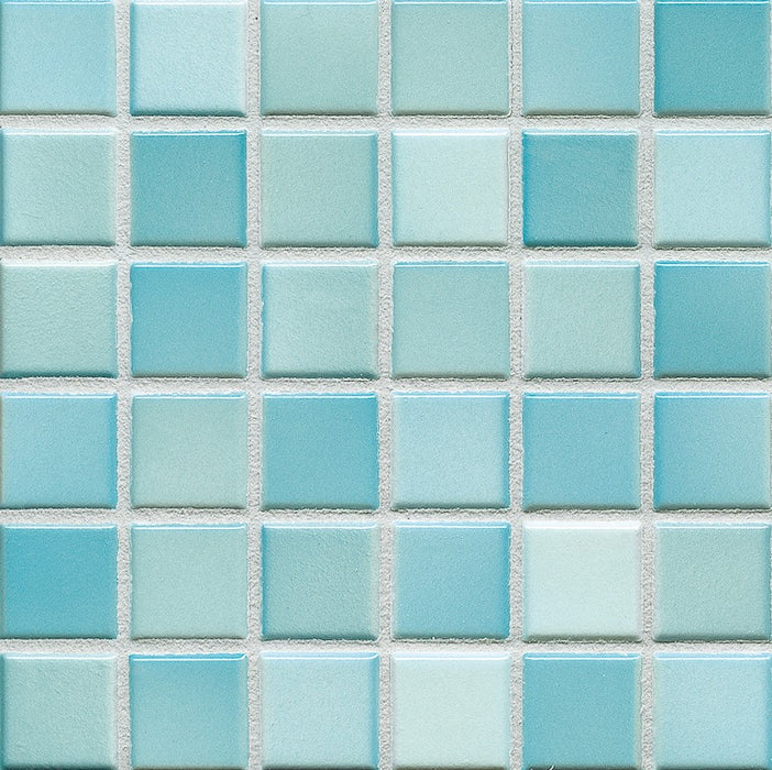 Sample of Modwalls Mediterranean Mosaic Porcelain Tile | Palermo Blend Gloss | Blue | Colorful Modern & Midcentury tile for bathrooms, kitchens, backsplashes, showers, floors, pools & outdoors.