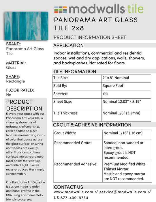 Panorama Art Glass Tile | Shell Beach | 2x8