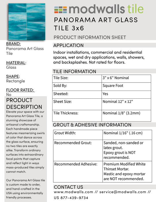 Panorama Art Glass Tile | Seacliff | 3x6