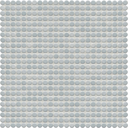 Modwalls PopDotz Porcelain Penny Round Tile | 1/2” Gloss | Poi Blend | Gray | Colorful Modern & Midcentury tile for bathrooms, kitchens, backsplashes, showers, floors, pools & outdoors.