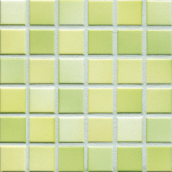 Sample of Modwalls Mediterranean Mosaic Porcelain Tile | Provence Blend Gloss | Green | Colorful Modern & Midcentury tile for bathrooms, kitchens, backsplashes, showers, floors, pools & outdoors.
