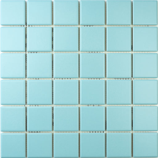 Modwalls ColorBlock 2 Porcelain Tile | Raindrop | Blue | Colorful Modern & Midcentury tile for bathrooms, kitchens, backsplashes, showers, floors, pools & outdoors.