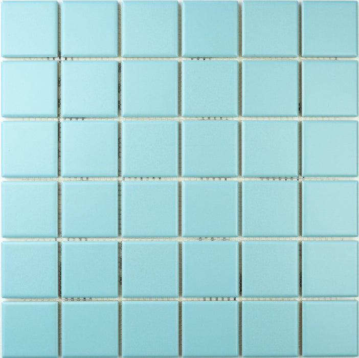 Modwalls ColorBlock 2 Porcelain Tile | Raindrop | Blue | Colorful Modern & Midcentury tile for bathrooms, kitchens, backsplashes, showers, floors, pools & outdoors.