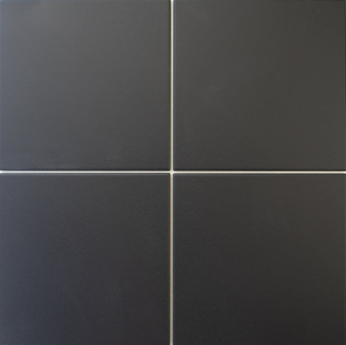 Modwalls ColorBlock 8 Porcelain Tile | Raven | Black tile | Colorful Modern & Midcentury tile for bathrooms, kitchens, backsplashes, showers, floors, pools & outdoors.