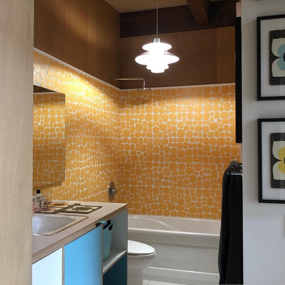 Modwalls Rex Rox Handmade Ceramic Tile | Solar Yellow | Modern & Midcentury tile for backsplashes, kitchens, bathrooms, showers & feature areas. 
