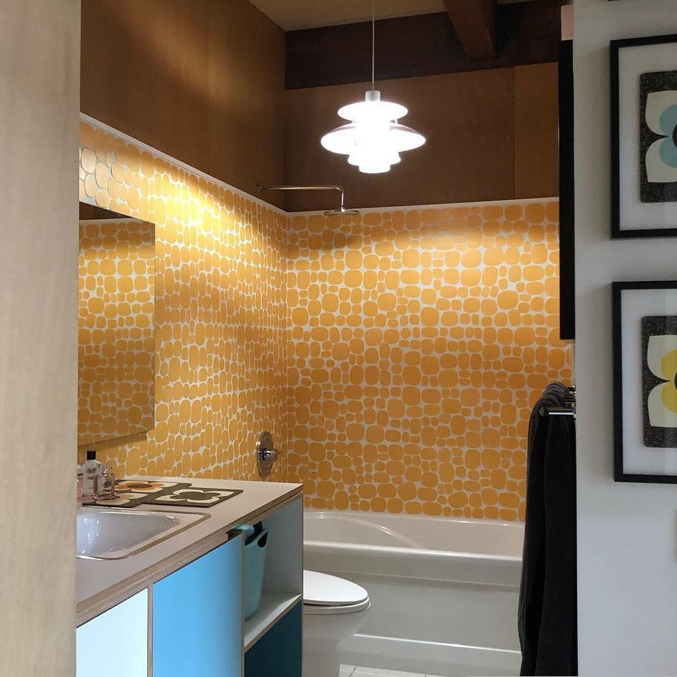 Modwalls Rex Rox Handmade Ceramic Tile | Solar Yellow | Modern & Midcentury tile for backsplashes, kitchens, bathrooms, showers & feature areas.