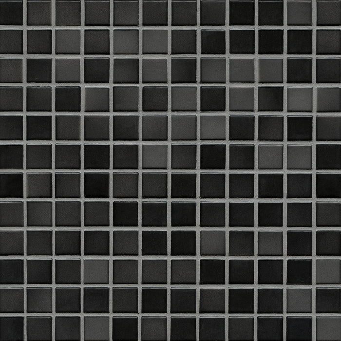 Modwalls Mediterranean Mosaic Porcelain Tile | Roma Blend Gloss | Black | Colorful Modern & Midcentury tile for bathrooms, kitchens, backsplashes, showers, floors, pools & outdoors.