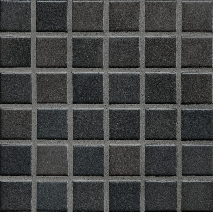 Sample of Modwalls Mediterranean Mosaic Porcelain Tile | Roma Blend Matte | Black | Colorful Modern & Midcentury tile for bathrooms, kitchens, backsplashes, showers, floors, pools & outdoors.