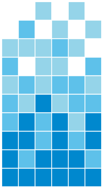 Sample of Modwalls Brio Glass Mosaic Gradient Tile | Atlantic Gradient | Gradient of blue | Colorful Modern & Midcentury glass tile for kitchens, bathrooms, backsplashes, showers, pools & outdoors.