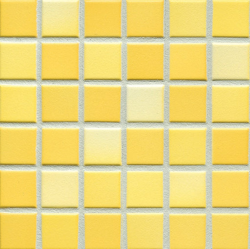 Sample of Modwalls Mediterranean Mosaic Porcelain Tile | Tangier Blend  Matte | Yellow | Colorful Modern & Midcentury tile for bathrooms, kitchens, backsplashes, showers, floors, pools & outdoors.