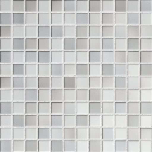 Modwalls Mediterranean Mosaic Porcelain Tile | Trieste Blend Gloss | Gray | Colorful Modern & Midcentury tile for bathrooms, kitchens, backsplashes, showers, floors, pools & outdoors.