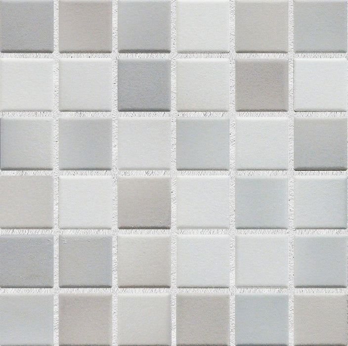 Sample of Modwalls Mediterranean Mosaic Porcelain Tile | Trieste Blend Matte | Gray | Colorful Modern & Midcentury tile for bathrooms, kitchens, backsplashes, showers, floors, pools & outdoors.