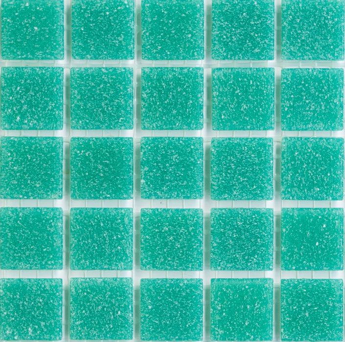 Sample of Modwalls Brio Glass Mosaic Tile | Tropic | Green | Colorful Modern & Midcentury glass tile for kitchens, bathrooms, backsplashes, showers, pools & outdoors.