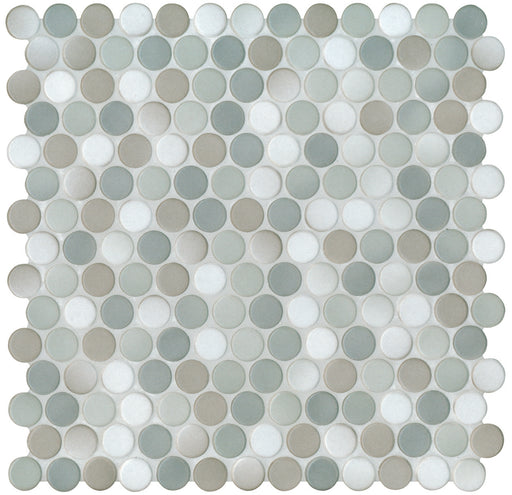 Modwalls PopDotz Porcelain Penny Round Tile | 1” Matte | Truffle gloss | Multicolor | Colorful Modern & Midcentury tile for bathrooms, kitchens, backsplashes, showers, floors, pools & outdoors.